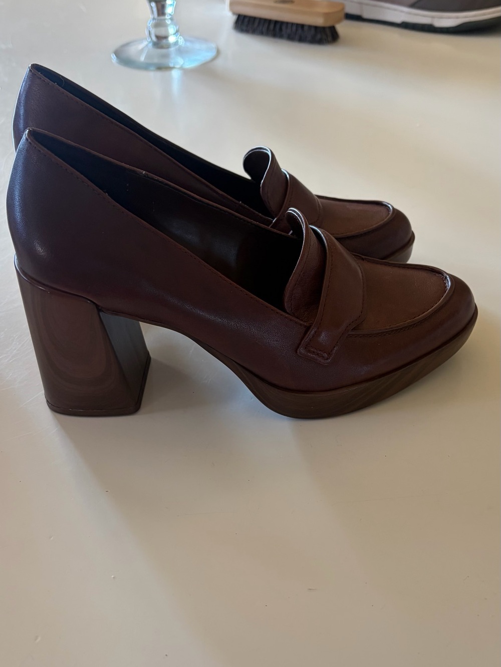 Naturalizer Brown Platform Block Heel Loafers